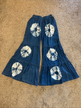 India Boutique Indigo Tie-Dye Wide Leg Boho Pants